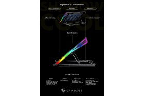 Resim Gameagle Shadow Cool GT15 Rgb 15 Fanlı 10 Rgb Modlu 9-17.3'' Notebook Soğutucu Stand Laptop Soğutucu 
