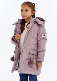 Resim Benitto Kids Kapüşonlu Kışlık Ponpon Detaylı Kız Çocuk Kaban 51354 Mor 