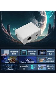 Resim VİVATECH Portatif Akıllı Taşınabilir Projeksiyon Ev Sineması Bluetooth Wi-Fi 2GB Ram 32GB Hafıza Android 11 