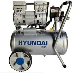 Resim Hyundai HM1024S 8 Bar 24 LT Sessiz Yağsız Hava Kompresörü Gri 
