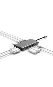 Resim Type-C VGA HDMI Ethernet Dönüştürücü 2XHDMI 4K Full HD Görüntü MFI Sertifikalı Orijinal Veri Hızı 