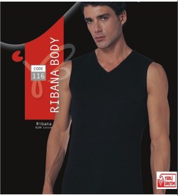 Resim Güneri Underwear Erkek Siyah Atlet Ribana Sıfır Kol V Yaka % 100 Pamuklu Body 3 Lü Paket 116-3s Siyah 