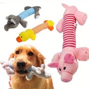 Resim Dayanıklı Sıkıcı Köpek Çiğneme Oyuncak - Agresif Çiğneyiciler İçin Etkileşimli Polyester Evcil Hayvan Oyuncak, Orta Irk Önerisi, Domuz ve Fil Tasarımı 