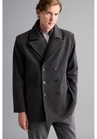 Resim Defacto Slim Fit Dar Kesim Düğmeli Cepli Astarlı Kaşe Kaban Parka D1521ax25wnar198 Antrasit-ar198 
