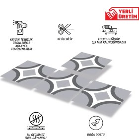 Resim Tink Kendinden Yapışkanlı Banyo Mutfak Kaplama Geometrik 08 Desenli Pvc Karo 30x30 cm 11 Adet 1 M2 