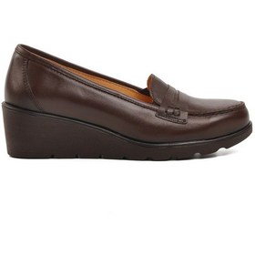 Resim Ayakmod 04067 Kahve Hakiki Deri Kadın Dolgu Topuk Ayakkabı 001 