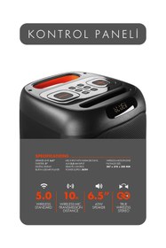 Resim Maybax MIO Taşınabilir Mikrofonlu 40 W Parti Kablosuz Mikrofon Kumandalı Bluetooth Hoparlör Led Işıklı 