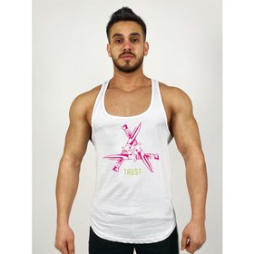 Resim Beyaz Erkek Regular Fit -Pink Trust Sword- Baskılı Sporcu Atlet 