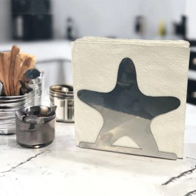 Resim Decorelax Deniz Yıldızı Temalı Gümüş Metal Peçetelik 