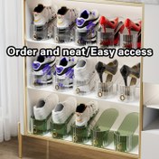 Resim 20 Adet Lüks Ayarlanabilir Çift Katlı Ayakkabı Rafları, Kalınlaştırılmış Plastik, Yerden Tasarruf, 2 Seviyeli Ayar, Tüm Ayakkabı Türlerine Uyar, Koridor, Oturma Odası, Banyo, Yurt Organizasyonu, Noel Yılbaşı Hediyesi için İdeal 