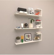 Resim Rafkestir 3 Lü Minas Duvar Rafı Beyaz ( Parlak ) 