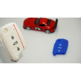 Resim Seat Uyumlu Leon ibiza Ateca Silikon Anahtar Mavi Beyaz Kılıf Seti 