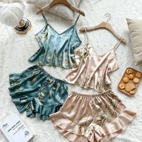 Resim Kadınlar İçin Yazlık Bol Kesim Bralet Şort Dört Parça Takımı Ev Giyimi 