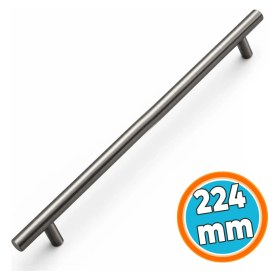 Resim Nzb (1 Adet) Titanyum Renk Metal Mobilya Mutfak Dolap Çekmece Dolabı Kulbu Kulpu Kulpları 224 mm 