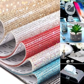 Resim 1 Adet 20x12cm Parlak Cam Taşlı Kendinden Yapışkanlı Sticker | Araba Aksesuarları, Telefon Kılıfları, Ev Dekoru, Elektronik Süsleme için DIY Malzemeleri | Sanat ve El İşi Ürünleri 