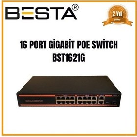 Resim 16 Port Gigabit Poe Switch 10/100/1000 Mbps Bst1621g 