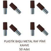 Resim Plastik Başlı Metal Raf Pimi, Kahve 50 Adet Kahve 