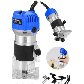 Resim Steiner Germany Technology 3000 W 6 Kademe Devir Ayarlı Formika Traşlama Freze Makinesi 6 mm Pens Mavi 