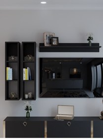 Resim Myniture Home & Living Festival Duvar Rafı R2-4 Antrasit Koyu Gri- Tv ünitesi rafı - Duvar Rafı 