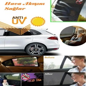 Resim Uydee 1 Adet Araba Yan Cam Güneşlik Oto Güneş Işığı Koruma Perdesi Esnek Kumaş ile Uyumlu 