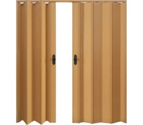 Resim Faran Dekorasyon 215 x 215 Meşe Renk Camsız Çift Açılım Pvc Akordiyon Katlanır Kapı FRNAKMODEL-199 