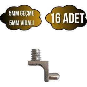Resim Metal 5mm Vidalı ve Geçme Raf Pimi Dolap Raf Altı Pimi(5mm)(Metal) 