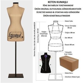 Resim Videolu Ürün-38 Beden Keten Kumaşlı Terzi Prova Mankeni 527201041 