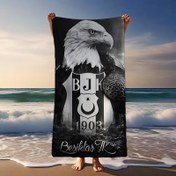 Resim BJK Temalı Plaj Havlusu - Ultra Yumuşak, Hızlı Kuruyan, Süper Emici, Kum Geçirmez, Nefes Alabilen Güneş Koruma Büyük Havlu, Yüzme ve Kamp İçin Uygun 