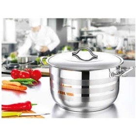 Resim Oms Collection - 1. Sınıf Paslanmaz Çelik İndüksiyon Taban Şeritli Derin Tencere 2005 - 34 Cm Gümüş 