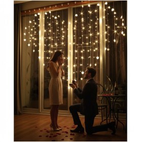 Resim Partini Renklendir Ledli Kalp Perde Evlilik Teklifi, Yıl Dönümü, Özel Gün, Dekorasyon 