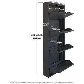 Resim Kilitli 4'lü Metal Ayakkabılık - Antrasit 