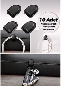 Resim Çok Amaçlı Kanca Seti 10 Adet / Araç - Karavan -ofis-banyo İçin Yapışkanlı Askı Seti Siyah 