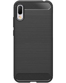 Resim Microcase Huawei Enjoy 9e Brushed Carbon Fiber Silikon Tpu Kılıf - Siyah 