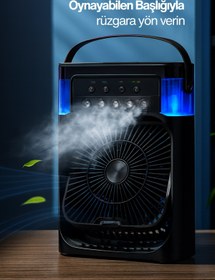 Resim Concord Masaüstü Taşınabilir Buzlu Vantilatör Su Soğutmalı 600 ml RGB Led Işıklı Soğutucu Fan Air Cooler Fan 