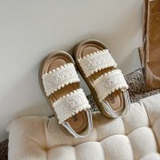 Resim 1 Çift Kız Çocuk Yazlık Plaj Sandaleti - Preppy Bal Kızı Stili, Düz Renkli Kumaş Üst ve Astarlı, Kauçuk Taban, Düşük Üst Yuvarlak Burunlu Cırt Cırt Kapamalı, Dış Mekan Tatil için Nefes Alabilir Boş Tasarım, Plaj Aksesuarları 