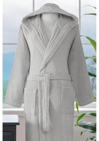Resim Özdilek Woven Kapüşonlu Bornoz Gri 