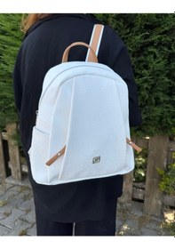 Resim Just Polo Kadın 9 Gözlü Büyük Boy Sırt Çantası Beyaz - Camel 