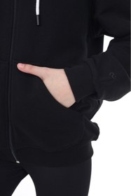 Resim Toontoy Kız Çocuk Kapüşonlu Fermuarlı Cepli Düşük Omuz Nakış Baskılı Örme Hırka - 2 İplik 