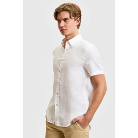 Resim U.S. Polo Assn. Erkek Beyaz Kısa Kollu Keten Gömlek 50321257-VR013 