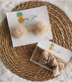 Resim Kız Bebek Ribana Bandana Ve Peluş Ponpon Bandana Seti 