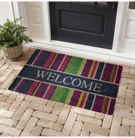 Resim Renkli Welcome Baskılı Kaliteli Kauçuk Kapı Önü Paspası 