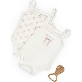 Resim Bebek 2li Askılı Zıbın Body %100 Organik Pamuk - Bebek Ve Yenidoğan Serisi-csy8136 Powder 