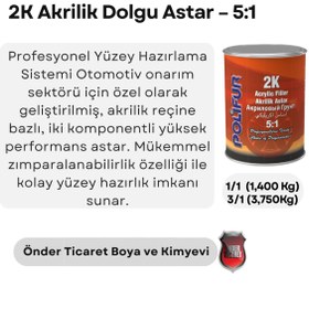 Resim POLIFUR 2K Akrilik Astar 5:1 1,400 Kg| Yüksek Dolgu-Hızlı kuruma-Mükemmel Yapışma 