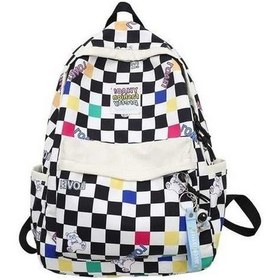 Resim Luckydog Kareli Sırt Çantası Gingham Okul Çantaları Öğrenciler İçin Okula Dönüş Malzemeleri Çok Renkli Modeller Çok Renkli 