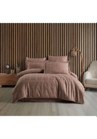Resim Hobby Çift Kişilik Pamuk Saten Nevresim Takımı Ekose S.kahve 