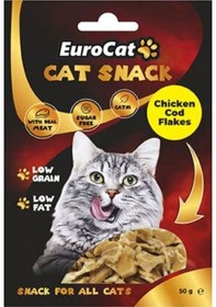 Resim Eurocat Chicken Cod Flakes Kedi Ödül Maması 50 G 