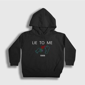 Resim Presmono Unisex Çocuk Lie 5 Seconds Of Summer Kapüşonlu Sweatshirt Siyah 