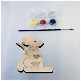 Resim Masif Ahşap Puzzle Çocuklar İçin Boyanabilir Fare Boya Setli 
