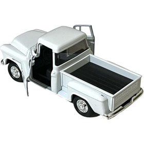 Resim Shem Beyaz Chevrolet Stepside Pikap Oyuncak Lisanslı Diecast Metal Çek Bırak Araba 