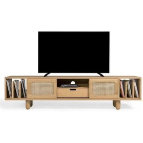 Resim Deluxe wood Tv Sehpası Raflı Tv Ünitesi Televizyon Sehpası Ahşap Ayaklı Hermes Tv Ünitesi 